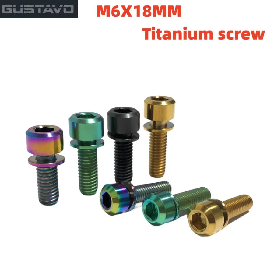 

GUSTAVO Bicycle Stem Titanium Screw M6X18MM Bike Brake clamp Screw 4pcs/Set