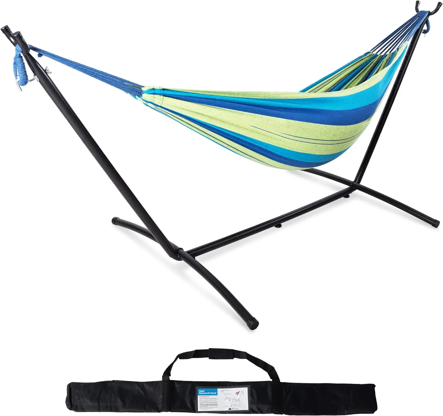 2-Person Hammock with Durable Space Saving Steel Stand, 450 lb Capacity, Premium Carry Bag Included