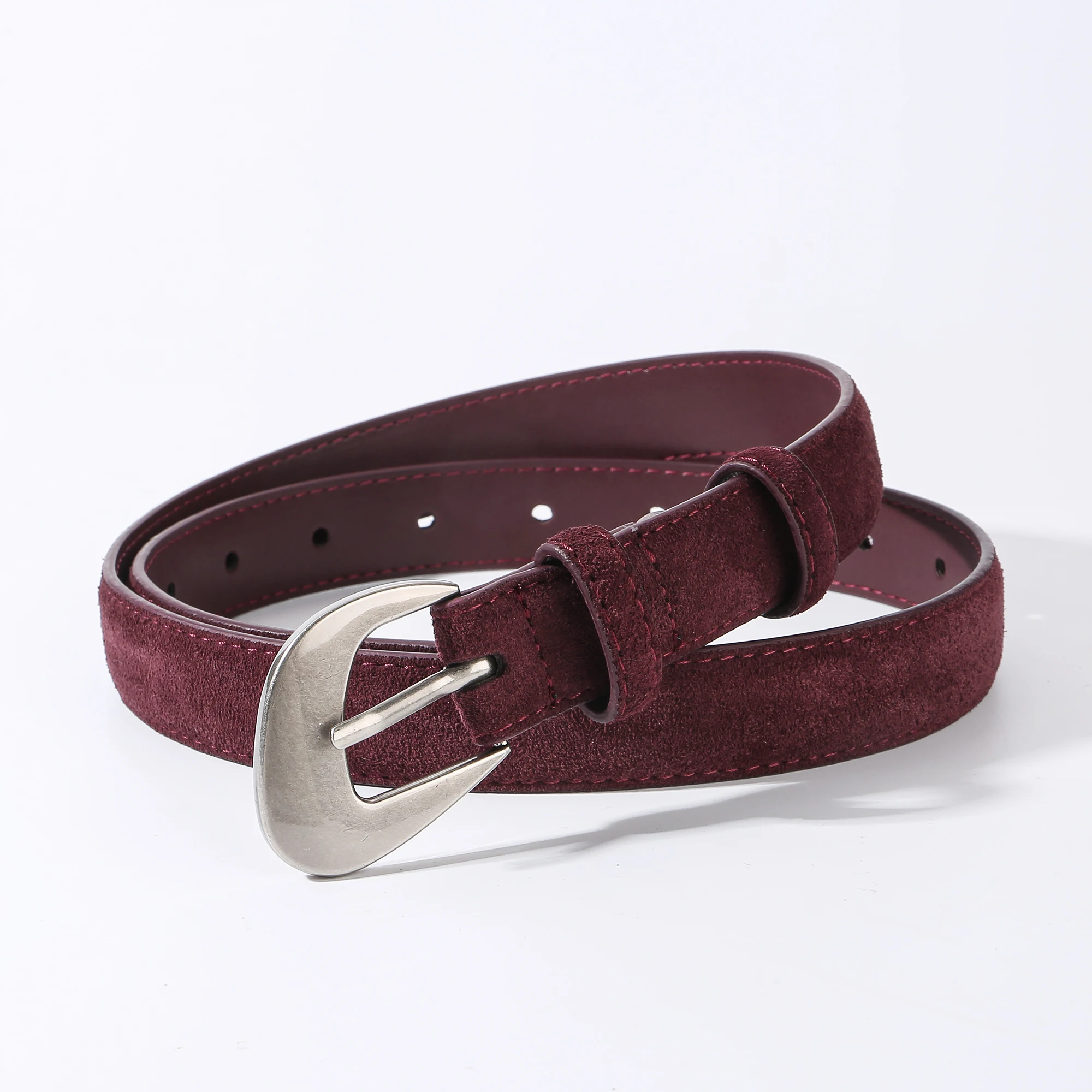 Damen-Gürtel aus Wildleder mit Silberschnalle, modischer Ledergürtel, elegante Damengürtel für Jeans, Geschenke für Frauen – Detail 3