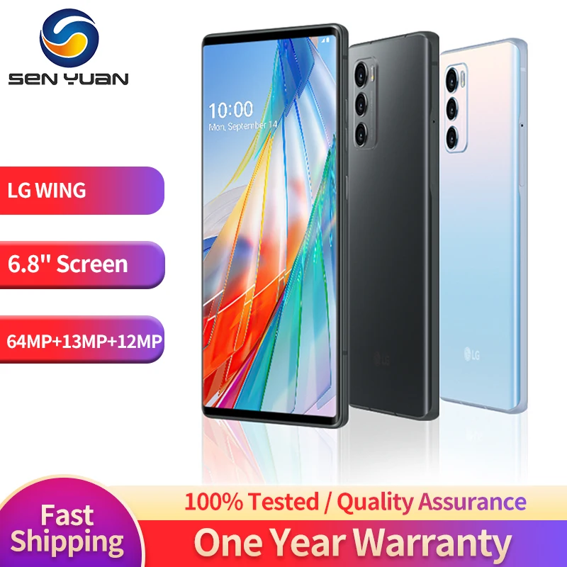 Original LG WING 5G CellPhone Unlocked 4G LTE LMF100N LMF100VM Mobile Phone 6.8'' 8GB+256GB Snapdragon 765G Android SmartPhone|Cellphones| - AliExpress