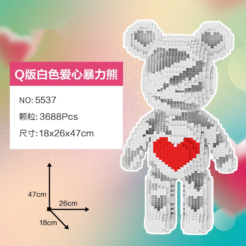 thumbnail image 1 of Bloques de construcción Bearbricks, juguetes, osito gigante, violencia fluida, modelo de oso, ladrillos constructores, juguetes, novela, regalos para el día de San Valentín para niños, 1 of 5