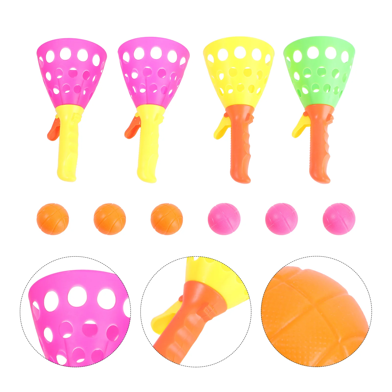 2 Pairs Bouncing Ball Outdoor Play Game Toys Catapult Click Toss Catch Plastic with Child Childrens 2