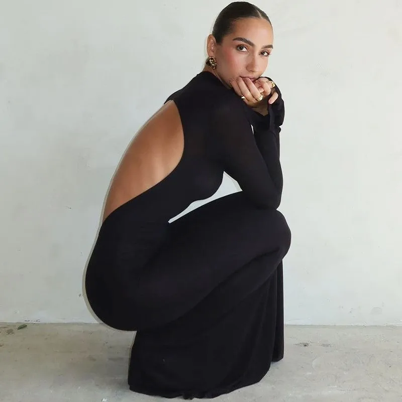 

Женское длинное летнее платье парео, Пляжная накидка, новинка 2023, соблазнительная забавная юбка с расклешенным рукавом, хипстерская Однотонная юбка с открытой спиной