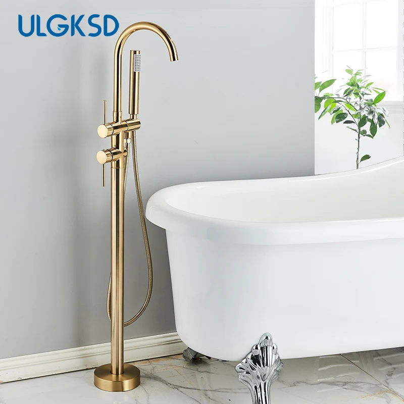 ก๊อกอ่างอาบน้ำแบบยืนจับเดี่ยวผสมก๊อกน้ำฝักบัวหมุนปรับ360 ° พร้อม ABS แฮนด์ฝักบัวก๊อกน้ำฝักบัวในห้องน้ำ 1