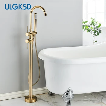 ก๊อกอ่างอาบน้ำแบบยืนจับเดี่ยวผสมก๊อกน้ำฝักบัวหมุนปรับ360 ° พร้อม ABS แฮนด์ฝักบัวก๊อกน้ำฝักบัวในห้องน้ำ 1