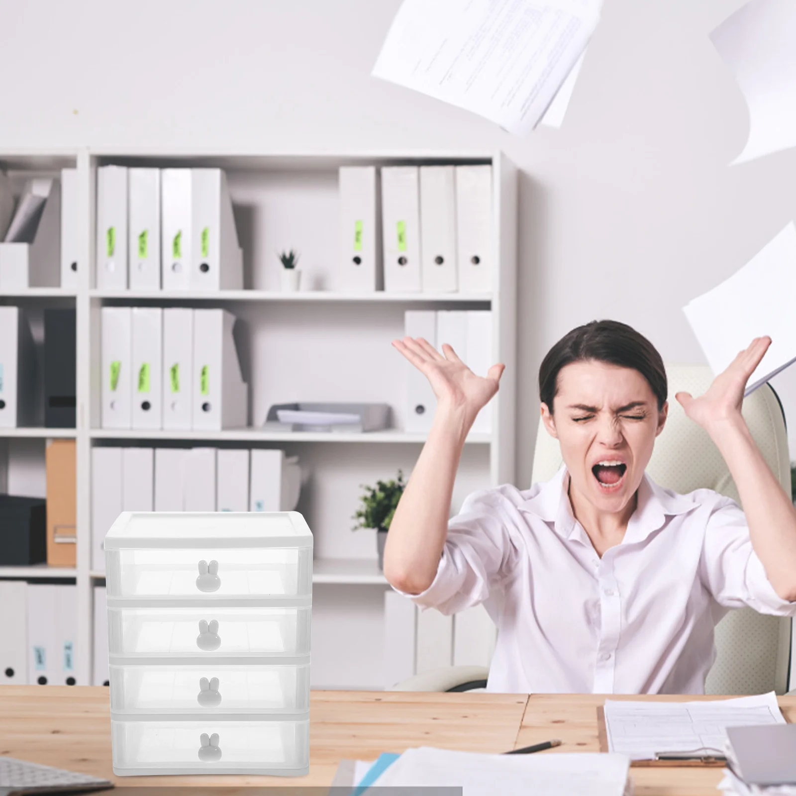 

Настольный ящик для хранения, компактный практичный Органайзер, пластиковый маленький офисный контейнер