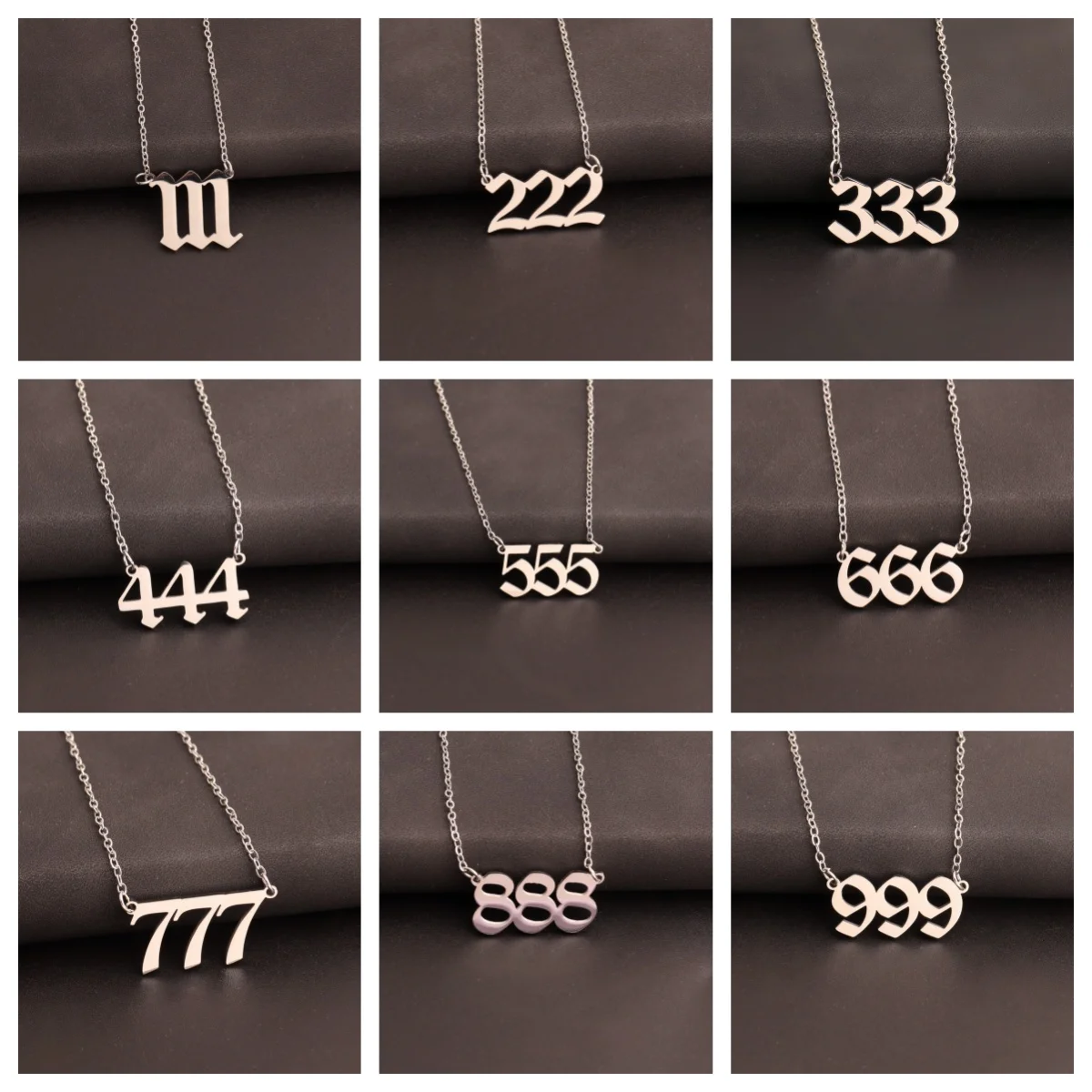 Stainless Steel Angel Number Necklace - 111, 222, 333, 444, 555, 666, 777, 888, 999, 000 Pendant, Gold Plated