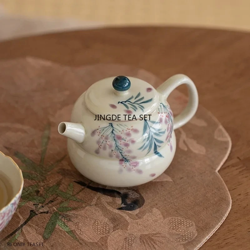 100ml Chinese handmade ceramic teapot small capacity hand-painted flower household tea set accessories