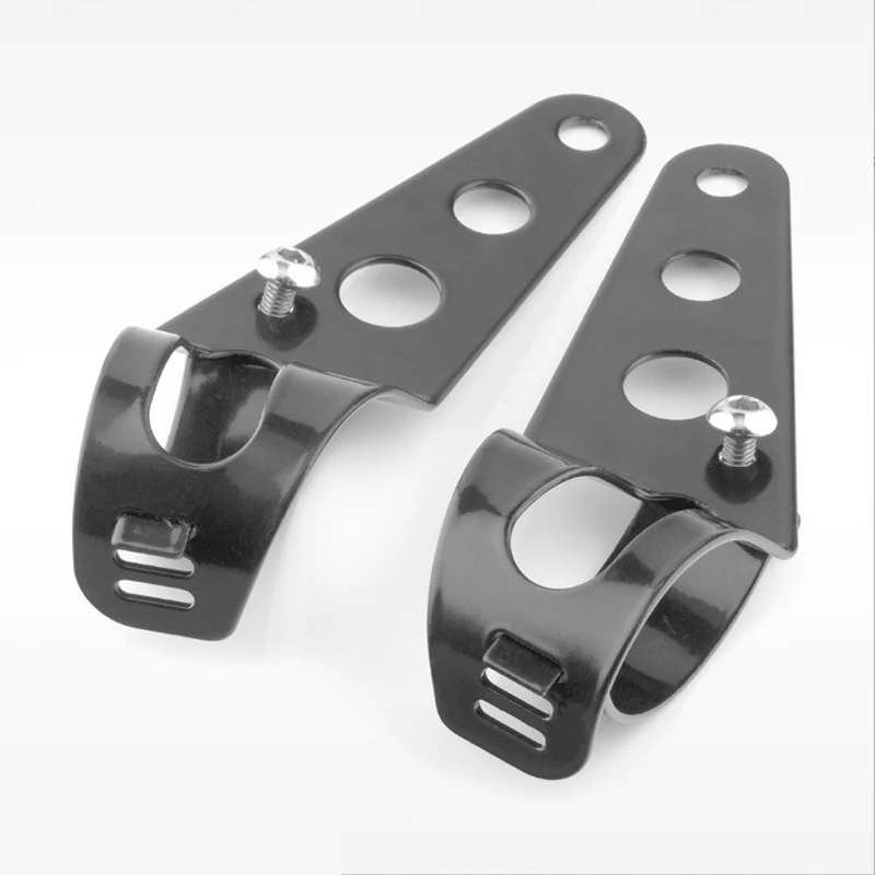 2pcs 수정된 조정 가능한 헤드라이트 장착 브래킷 클립 28mm-48mm 프론트 포크 튜브용 금속 오토바이 액세서리
