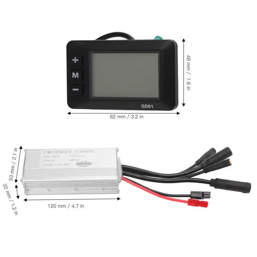Electric Bike Motor Controller Modification Kit with 22A Controller + GD01 Panel + Throttle Dial Boost Sensor 1 to 2 Wire
