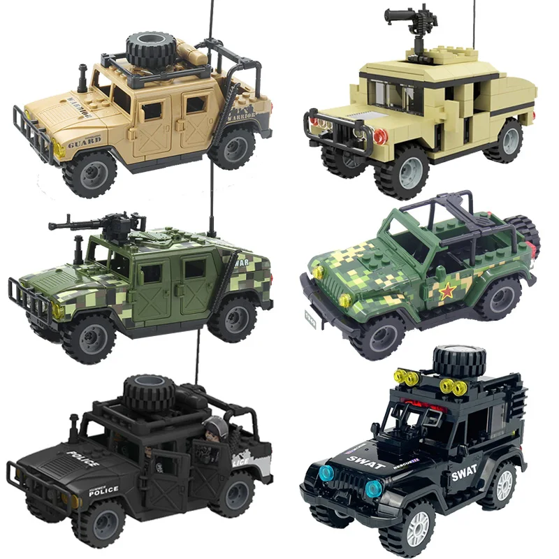 

Military SWAT Series Desert Hummer Off Road Armored Vehicle Jeep Building Blocks Vehicle Assembly Model Boys Birthday Gifts