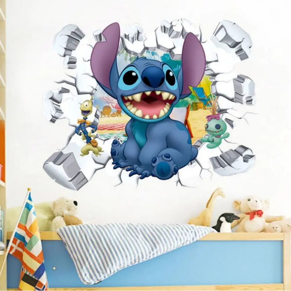 MINISO Cartoon Lilo & Stitch Movies Wall Stickers for Kids Room Kindergarten Living Room Bedroom Decoration