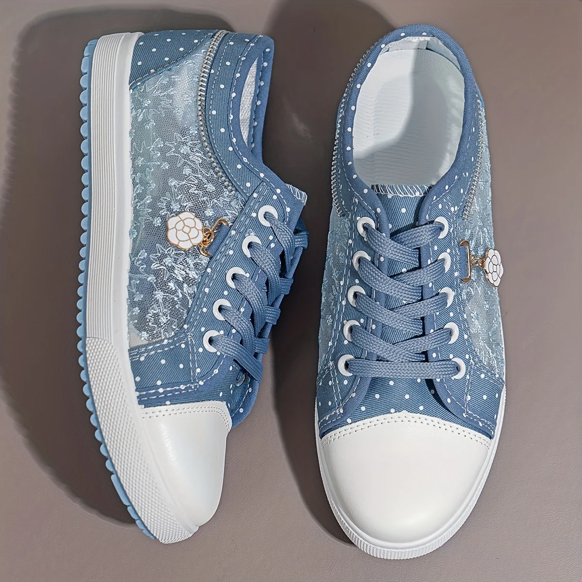 Women Shoes Fashion Summer Casual Cutouts Lace Canvas Hollow Breathable Platform Flat Sneakers