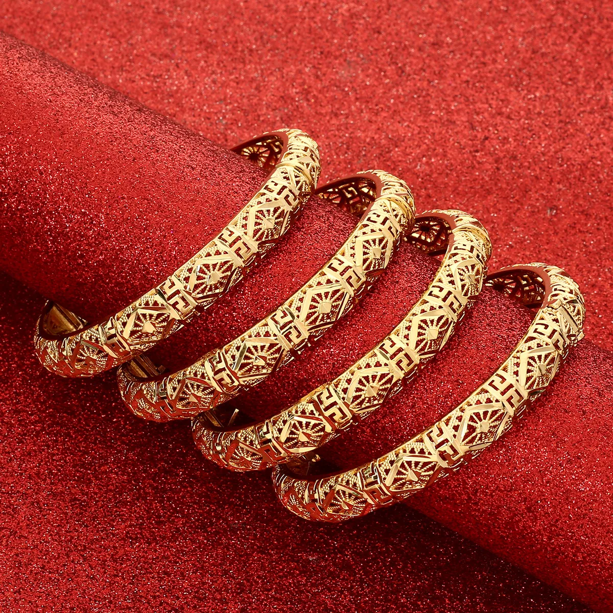 4pcs/Lot Bracelets For Women Girls Dubai Circle Jewelry Arab Middle Eastern African Fashion Bangles 4