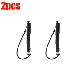 Portable Capacitive Screen Stylus with Spring Cable and Pen Clip for Tablets and Mobile Devices (Black 2X)