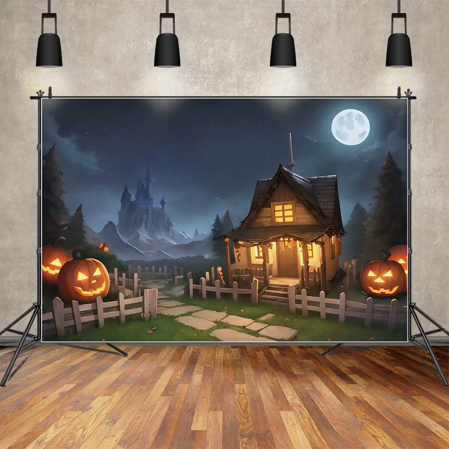 

Фон для фотосъемки MOON.QG, голубая гора, деревянный дом, замок, Хэллоуин, фон на заказ, детская вечеринка, деревянная кабина, декоративный реквизит