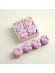 Artisan Rose Bouquet Scented Candle Set - Romantic Holiday Gift (XX - PURPLE)