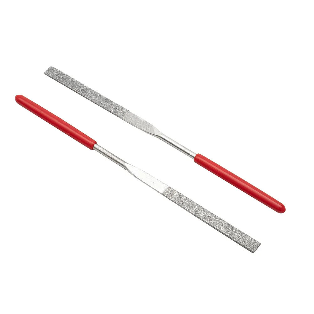 

0.12*5.51" Red Plastic Handle Metal Stone Grinding Flat Diamond Needle File Plastic Handle Tool Metal Stone Grinding