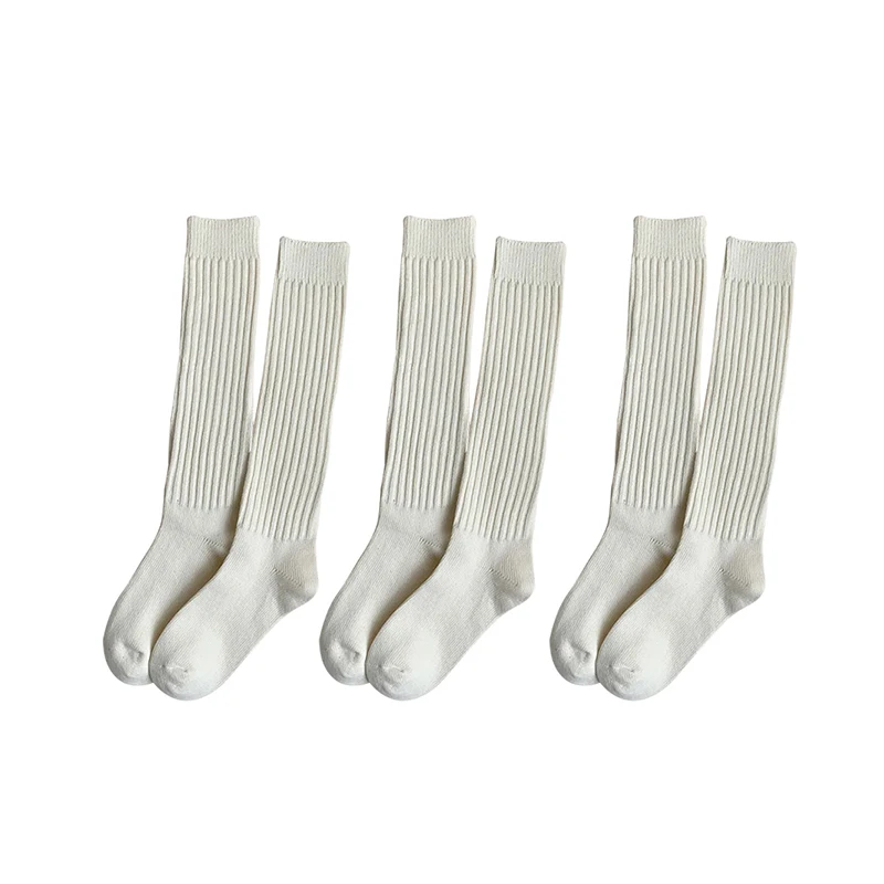 Cozy Wool Knee-Length Stacked Socks - Thick Coffee Colored Winter Warmth