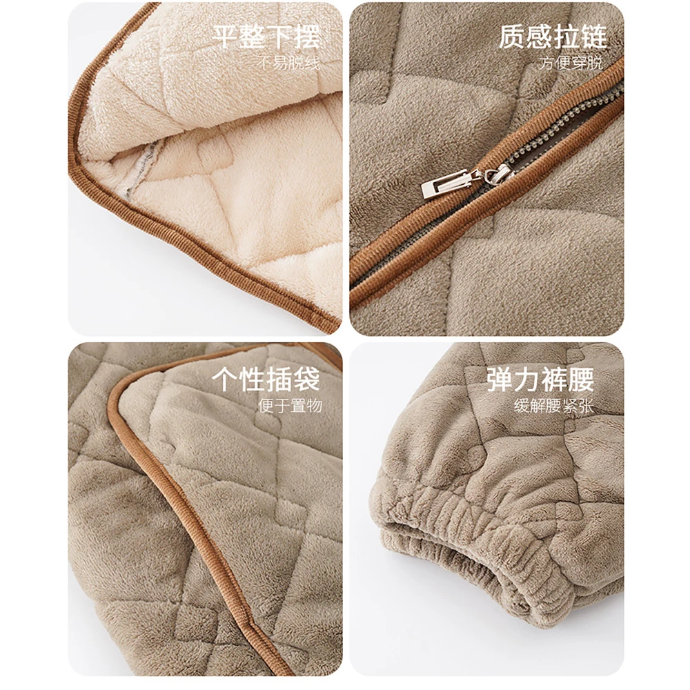 Japan Style 3-Layer Super Thicken Coral Fleece Male Sleepwear For Sleeping Warm Loose Hooded Zipper Men's Winter Pajamas Sets