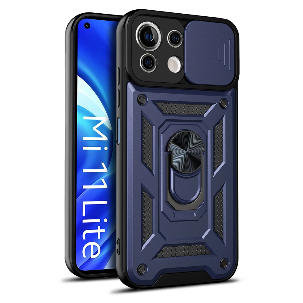 Magnetic Ring Holder Armor Case with Slide Camera Protector