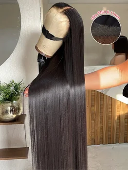 250 Density Human Hair Bone Straight 13x6 HD Lace Front Wig 5x5 Glueless 40 Inch 13x4 Lace Frontal Wigs Black Closure Brazilian 1