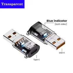 120W USB A to Type C OTG Adapter for High - Speed Data and Audio Transfer (Transparent A to C)