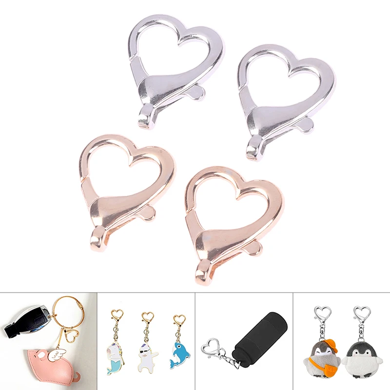 

2Pcs/set Heart Lobster Hook Clasp Metal Keyring Snap Clasp Bag Jewelry Lanyard Trigger Buckle DIY Bag Accessories