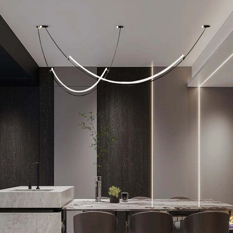 

Modern LED Ceiling Chandelier for Dining Room Living Room Kitchen Bar Nordic creativity Linear Pendant Light Indoor lamps