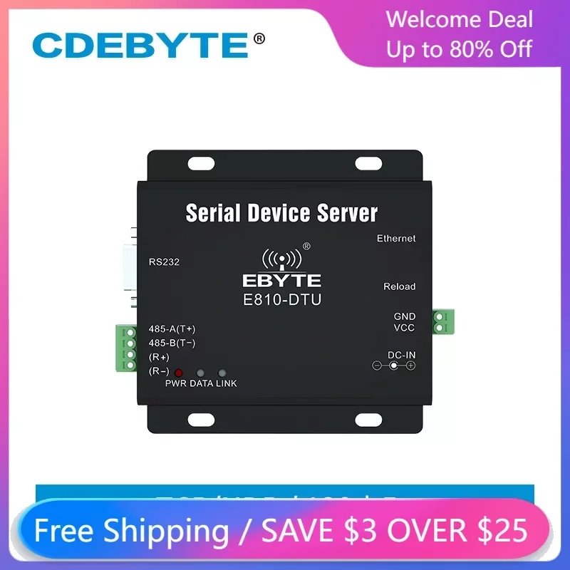 RJ45 Ethernet to RS422/RS485/RS232 Two-Way SOCKET Serial Device Server CDEBYTE E810-DTU(1RS1E) TCP UDP Transparent Transmission waveshare industrial grade serial server rs232 485 to wifi ethernet rj45 network port