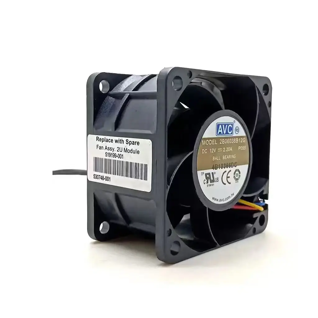 60mm Pwm 팬 AVC 6038 12V 더블 볼 고속 팬 2B06038B12G 6cm 60X60X38mm 컴퓨터 서버 전원 팬