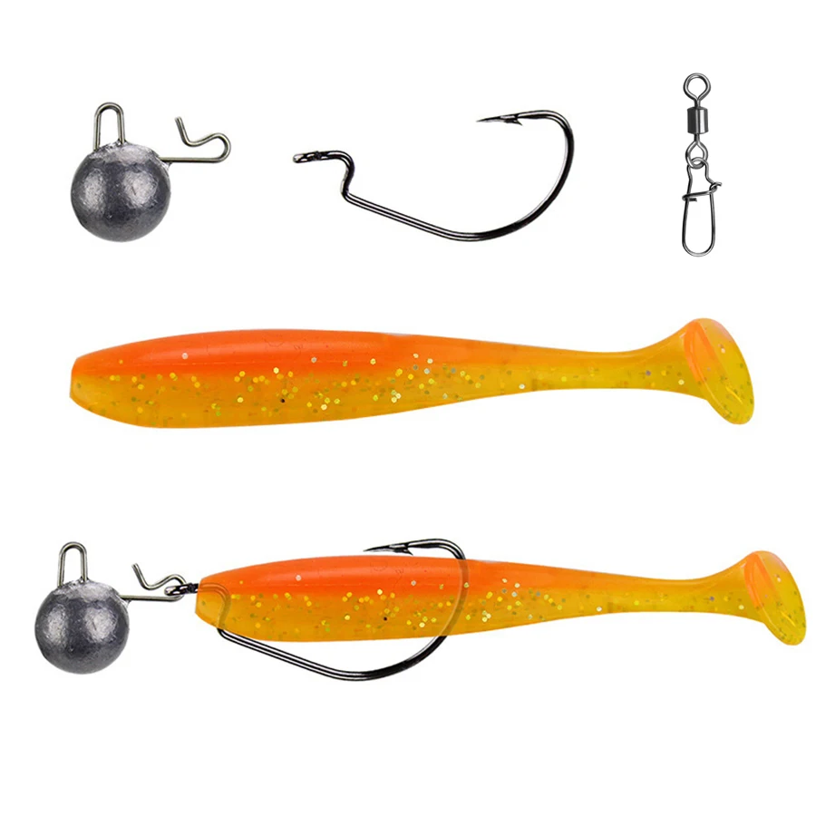 Soft Lure Jigs Set Silicone Bait Worm Swimbait Crank Hook Weighted Jig Head Accessori Per La Pesca Kit Per La Pesca Dei Bassi 25 Pz/Scatola