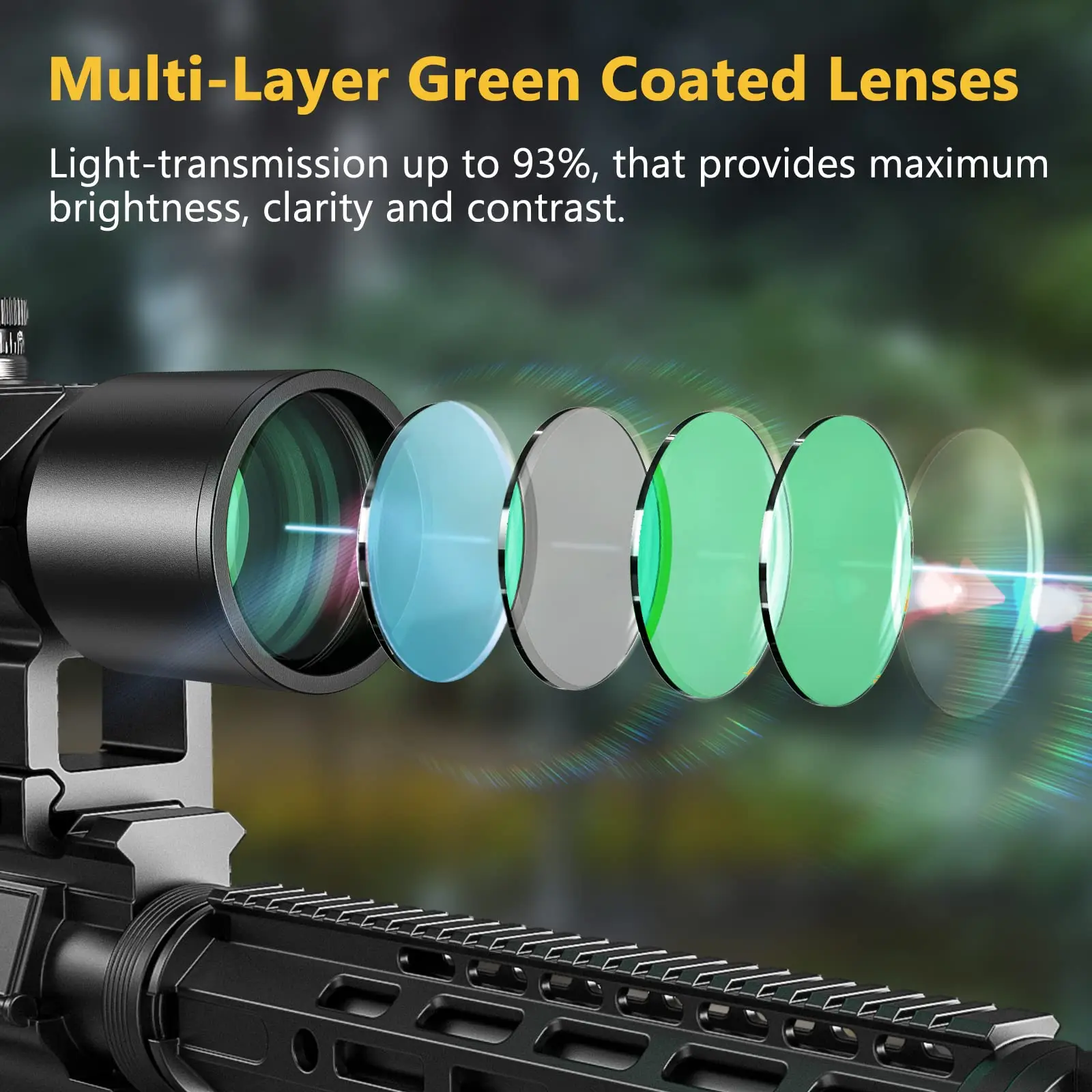 MidTen 1.5-5x32 Crossbow Scope 20-100 Yards Ballistic Reticle 300-450 FPS Red Green Illuminated Optic Hunting