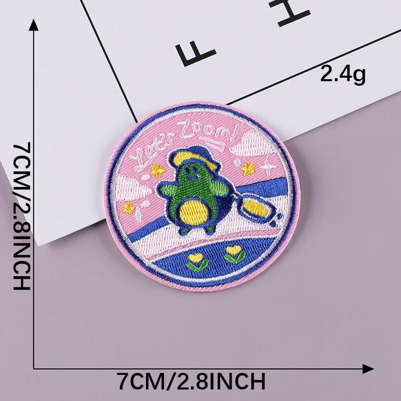 Set of 5 Trendy Round Cartoon Animal Embroidery Patches for Clothing, Shoes, Hats, and Bags