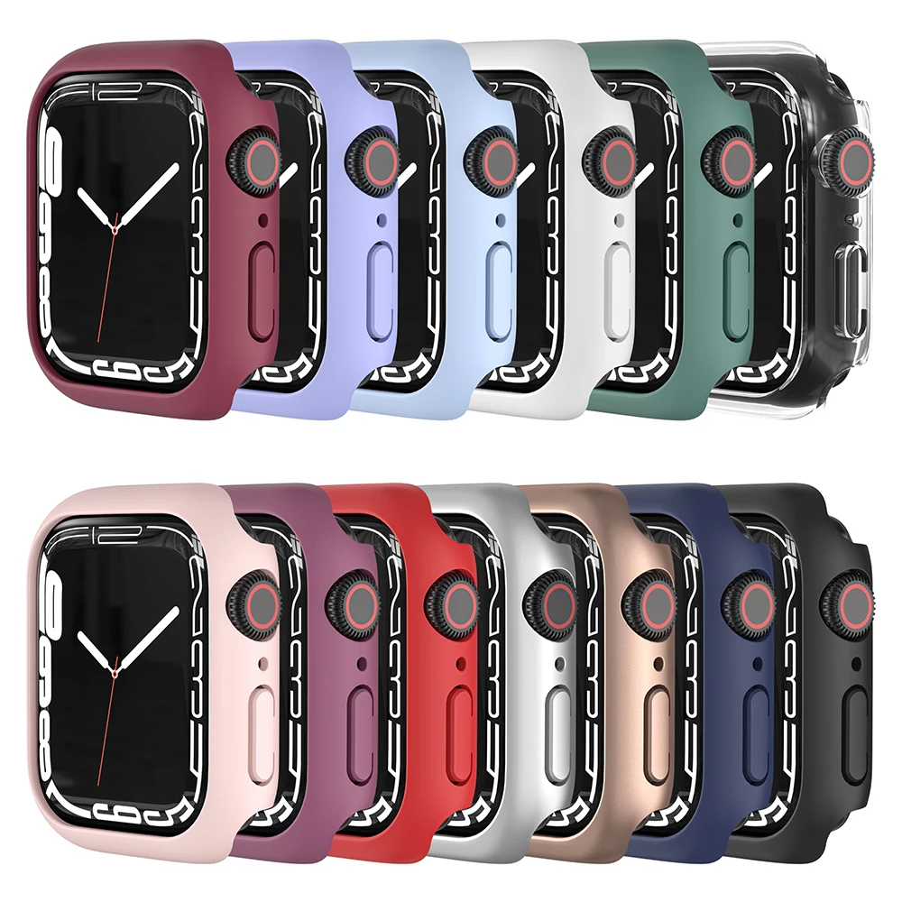 Apple Watch Case 4Pcs For Apple Watch Series 7 8 41mm 45mm 40mm Cover PC Protection For iWatch Series 6 5 4 38mm 42mm Bumper No Screen