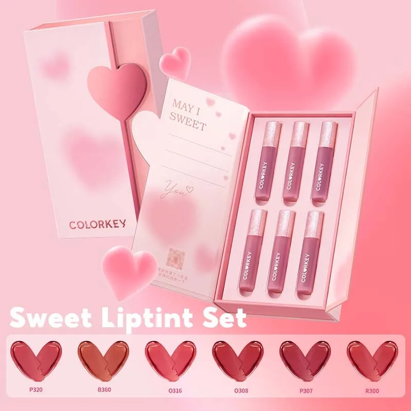 

COLORKEY Mini Set Lip Gloss Set Romantic Lips Collection Watery Matte Lipgloss Waterproof Liquid Lipstick Gift Set