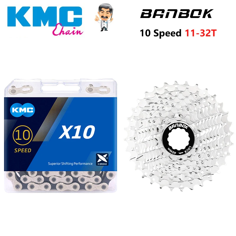 BANBOK 10 Speed Road Bike Cassette Sprocket 11-25T/28T/32T X10 10V Original Bicycle Chains Flywheel Kit Parts bicycle cassette bicycle sprocket gear bike sprocket bike freewheel