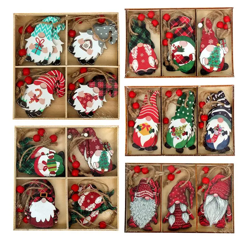 Christmas Gnomes Wooden Pendants Merry Christmas Decorations For Home 2023 Xmas Tree Christmas Ornaments Navidad New Year Gift