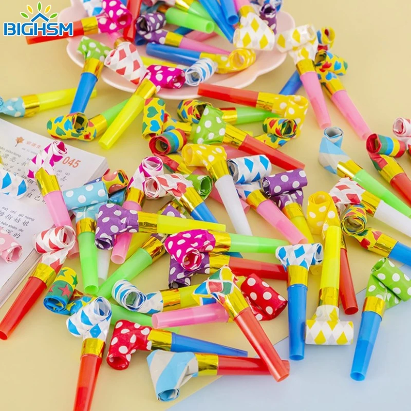 

10Pcs Colorful Party Blowouts Whistles Noice Maker Toys For Kids Birthday Party Favors Baby Shower Treasure Boxs Pinata Filler