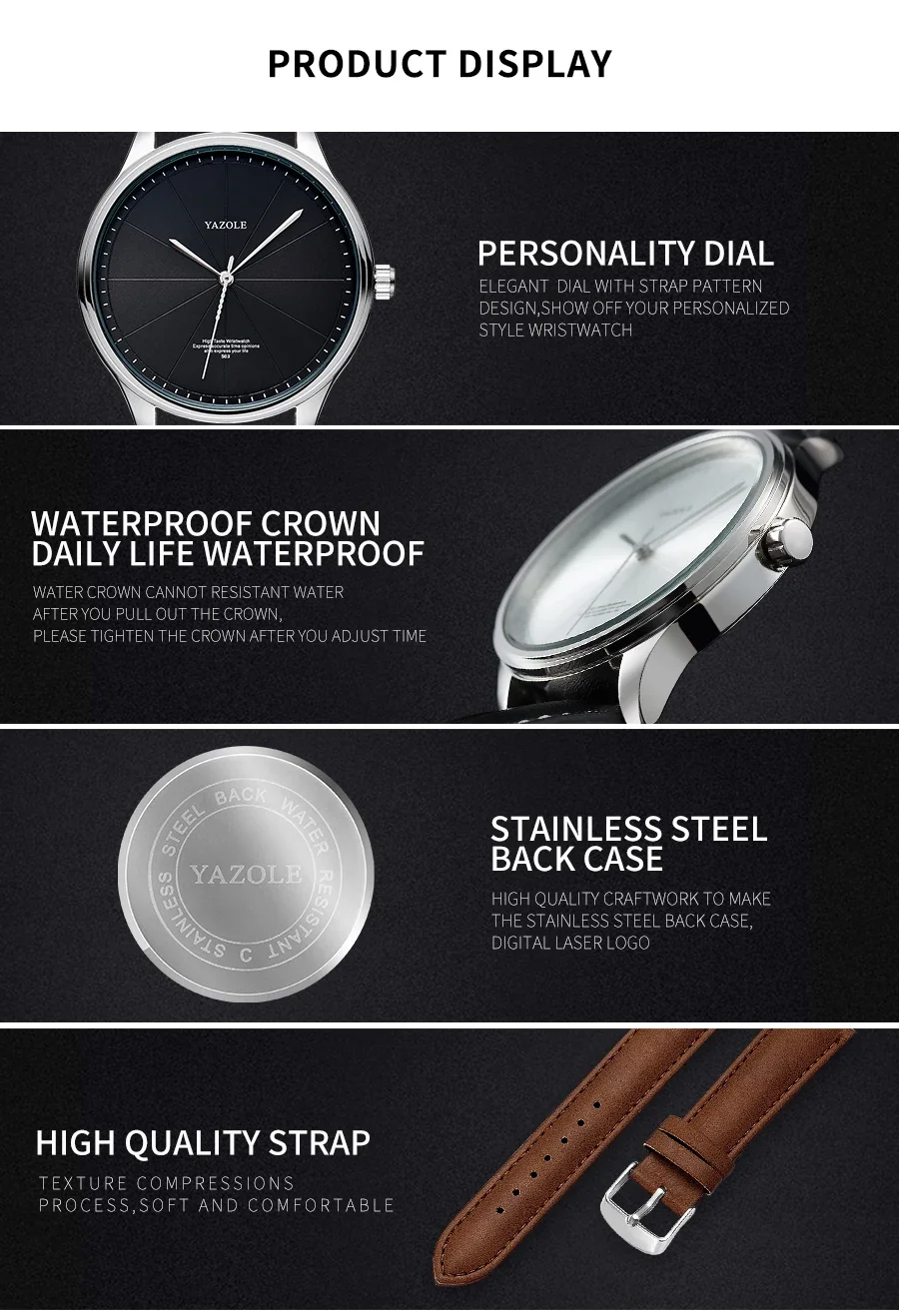Luxury Men's Quartz Watch with Leather Strap - Elegant Business Style
