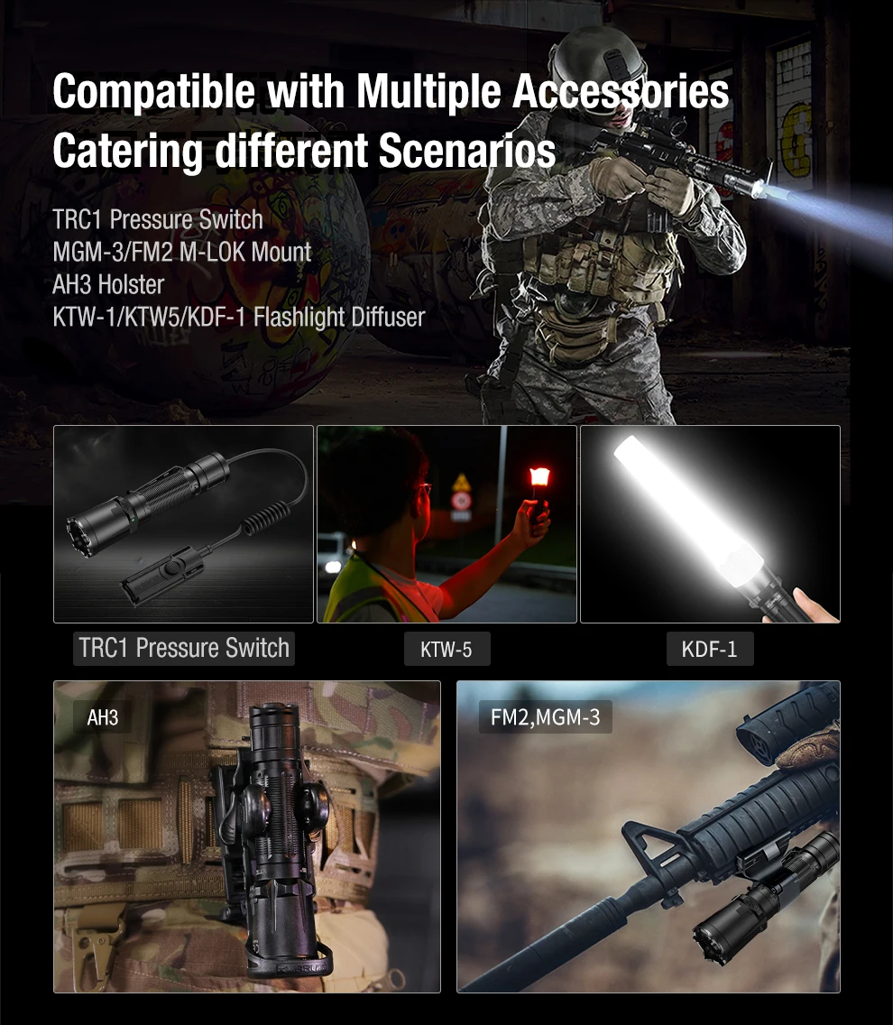 Tactical Waterproof Flashlight with 3300LM for Camping