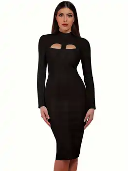 Bandage Dress Black Bodycon Dress Evening Party Elegant Sexy One Shoulder Birthday Club Outfit 3