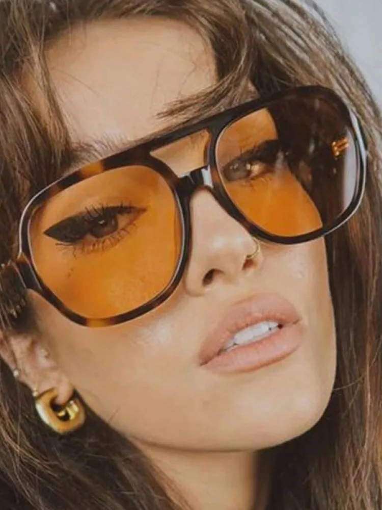 Vintage Oversized Sunglasses Women Retro Brand Big Frame Sun Glasses Female Black Yellow Ins Style Square Glasses Oculos De Sol polarized sunglasses,steampunk sunglasses,semi rimless sunglasses,sports sunglasses