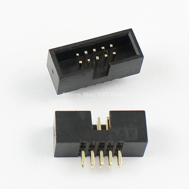 1.27mm 2x5 Pin 10 Pin DIP Male Shrouded PCB Box Header IDC Connector 1