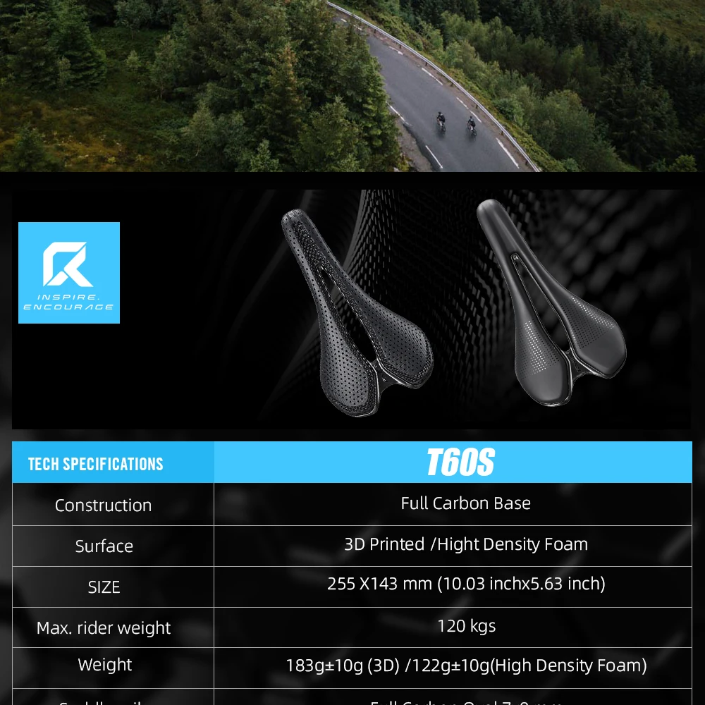 RYET Carbon Fahrradsattel 122 g 7 x 9 mm Schiene Triathlon Rennrad MTB Kies 12K 3D-gedrucktes Kissen mit EVA-Oberfläche Fahrradzubehör – Detail 6