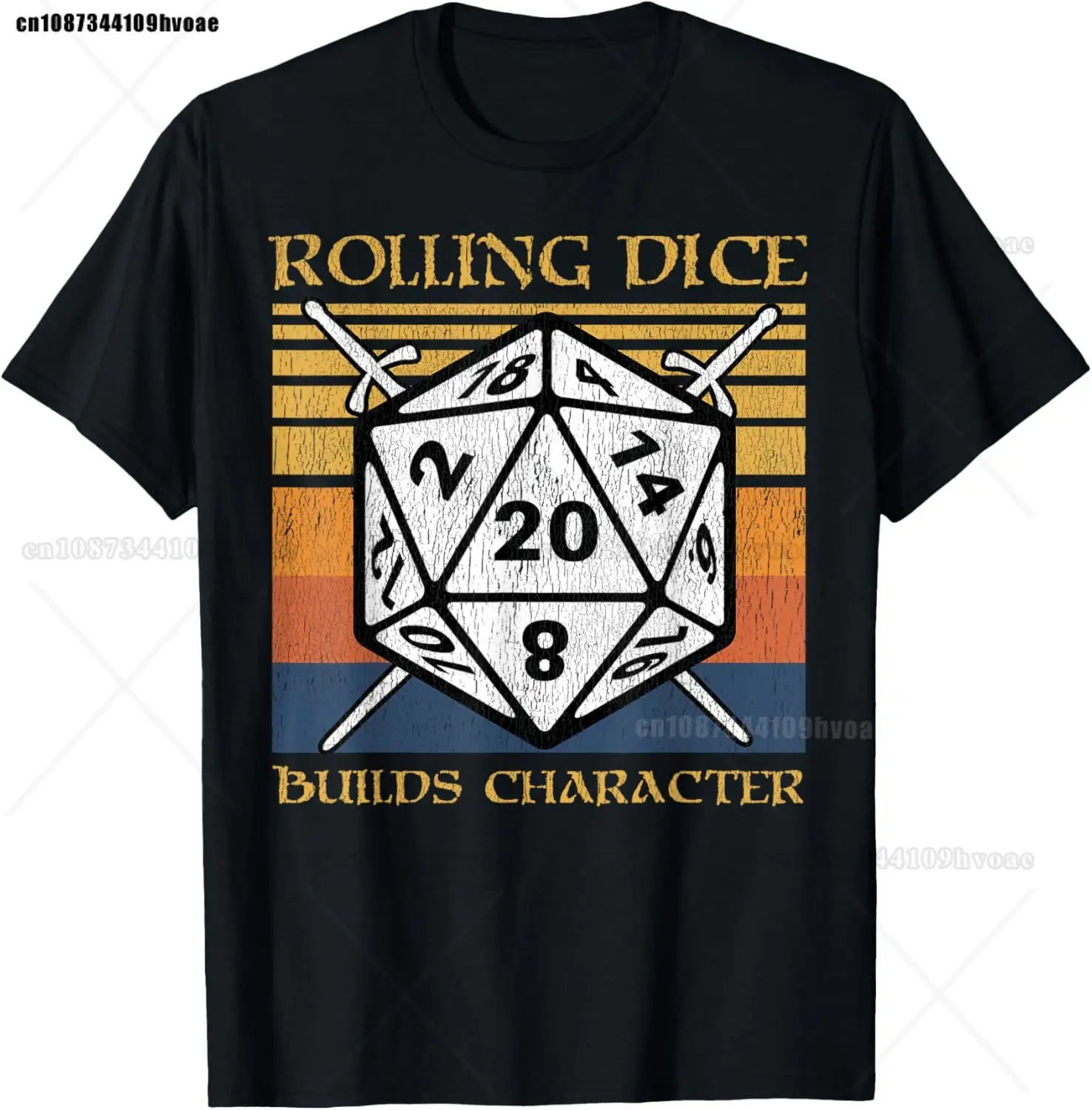 Retro Dungeon Tarot Karte Katze Würfel D20 T-Shirt für Konzentration Lustige Gamer Würfel Drachen T Shirts Sommer Streetwear Geschenke Männer – Detail 25