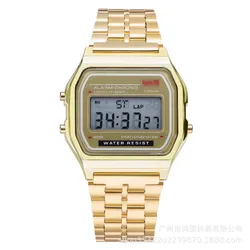 Unisex Vintage LED Digital Sports Wristwatch - Gold/Silver/Black (Golden)