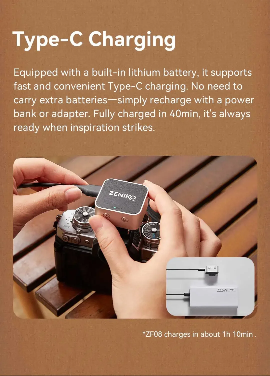 ZENIKO Mini Retro Flash for Fuji XM5 Sony ZVE10 Nikon Canon