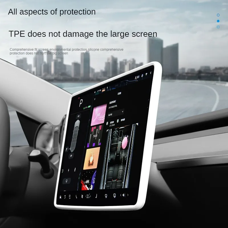 Silicone Central Control Screen Protector Frame Rearview Mirror Protector Cover Display Edge Central parts For Tesla Model 3 Y rearview mirror protector rearview mirror cover rearview mirror