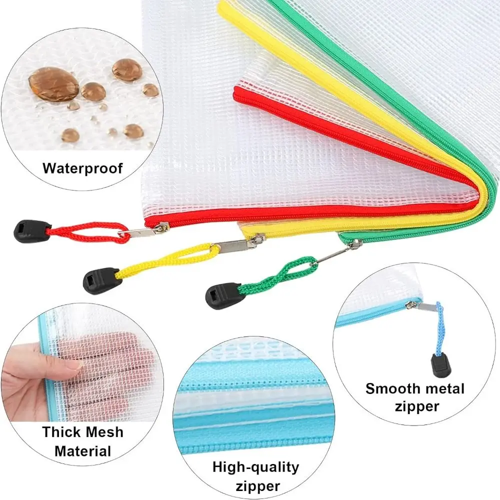 A3 A4 A5 A6 플라스틱 폴더 파일 봉투 편지지 보관 방수 지퍼 PVC 주최자 가방 문서 종이 사무실